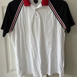 Armani Exchange White Polo with Black and Red Accents